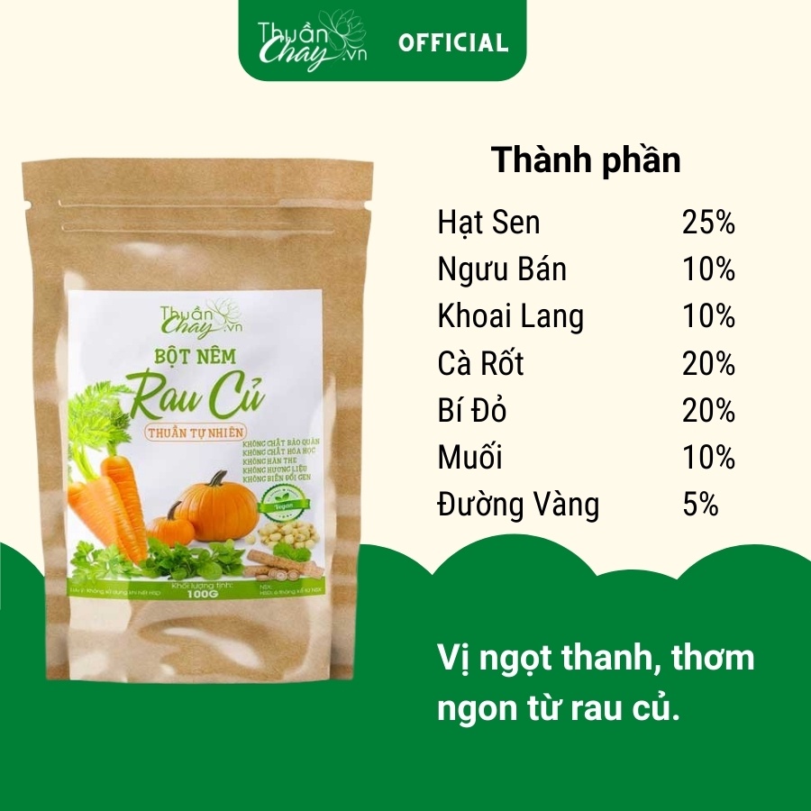 Hạt Nêm Chay Rau Củ Thuần Chay Không MSG 100G