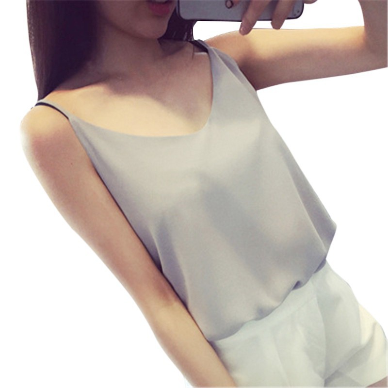 Áo 2 dây cổ V màu trơn cho nữ