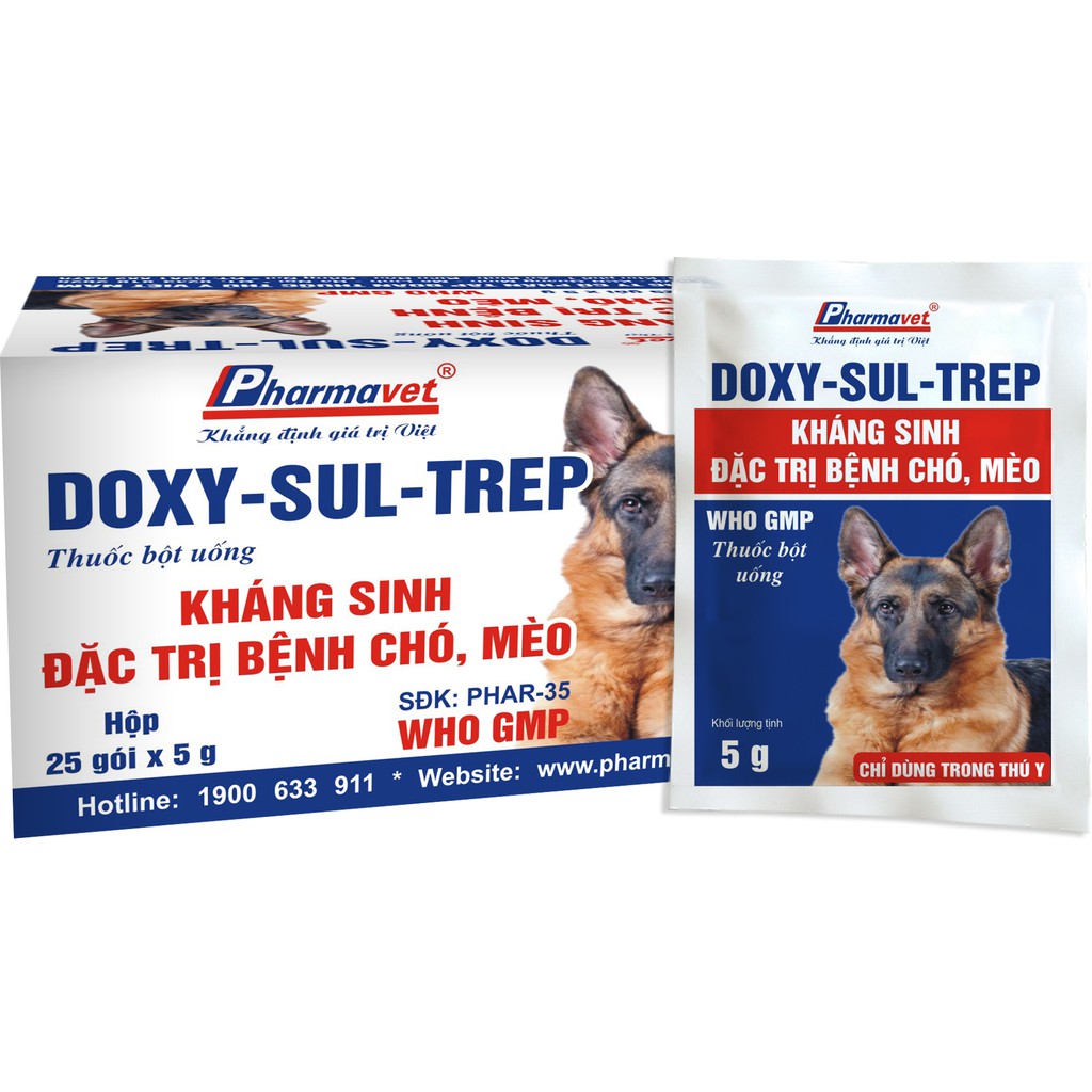 Kháng sinh chó Doxy Sul Trep đặc trị tiêu chảy chó mèo