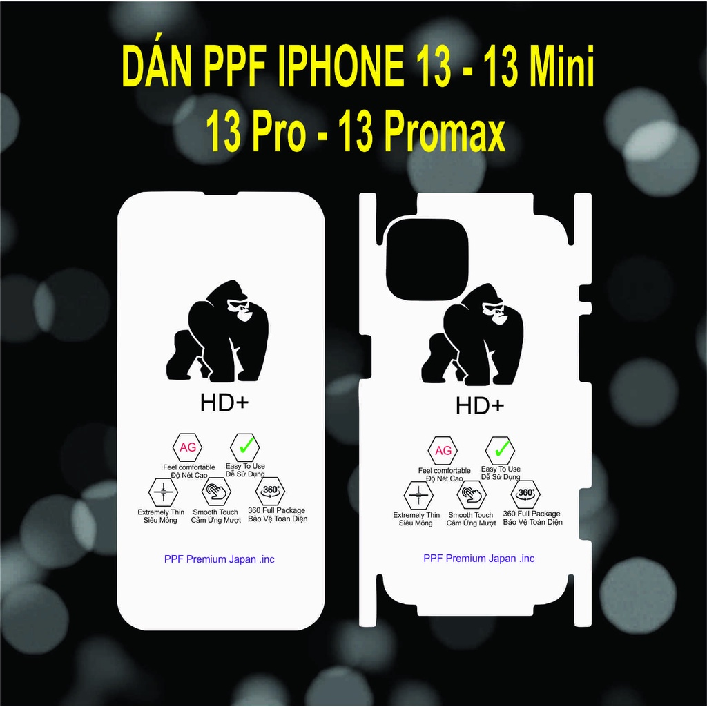 Miếng dán Ppf chống trầy xước  iphone 13 / 13 mini / 13 pro / 13 pro max chống vân tay trước sau