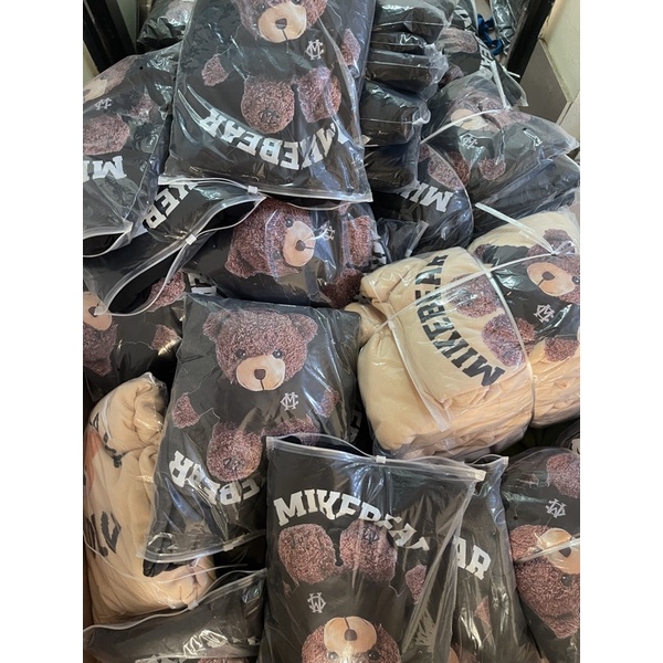 Áo hoodie nỉ bông nam nữ form rộng MIKEBEAR in hình gấu mũ 2 lớp rộng, áo sweater nỉ ulzzang phong cách Hàn Quốc