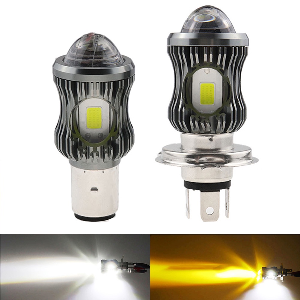 Đèn pha LED xe máy H4 H6 BA20D P15D hai màu ánh sáng trắng/ vàng chuyên dụng