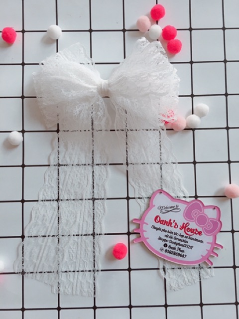 Kẹp nơ ren lớn đuôi dài