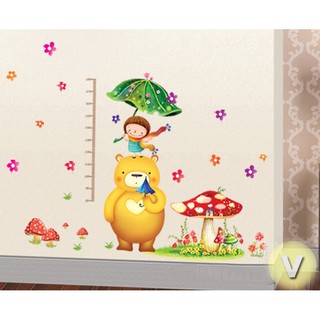 Decal dán tường Thước đo chiều cao gấu che ô