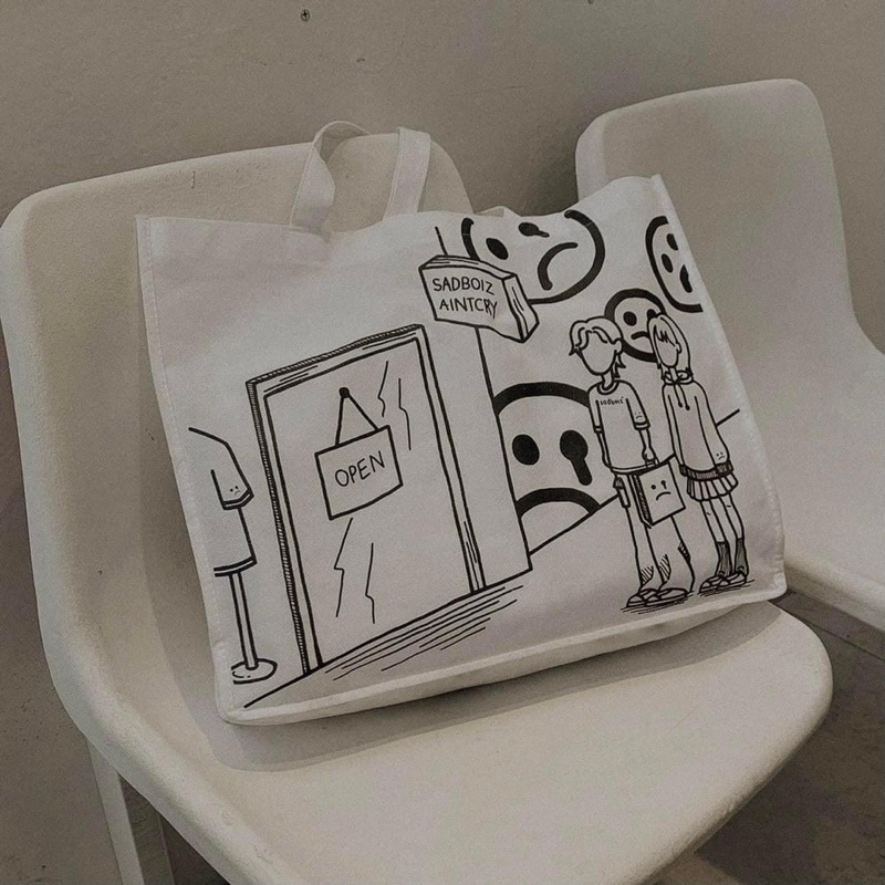 Túi Tote đeo vai SADBOIZ WHITE/SADBOIZAINTCRY