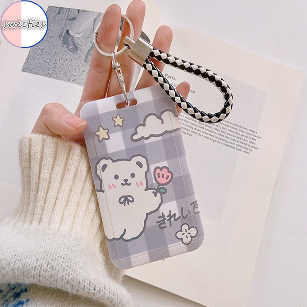 Bìa đựng thẻ ID / thẻ ngân hàng họa tiết hoạt hình dễ thương bằng Acrylic có móc khóa chống thất lạc cho sinh viên