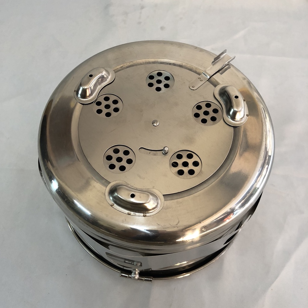 Hộp hấp dụng cụ y tế inox hình tròn size 20 x 16 cm