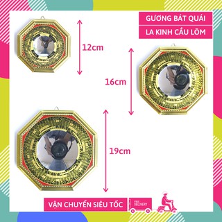 Gương bát quái La Kinh lõm trấn trạch gỗ hóa giải lỗi phong thủy khí xấu - Kèm sớ hướng dẫn treo