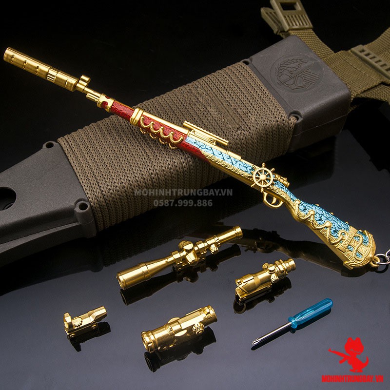 Mô Hình PUBG Kar98 Skin Blue Sea Tặng Kèm 3 Scope Và Kệ Trưng Bày 19cm