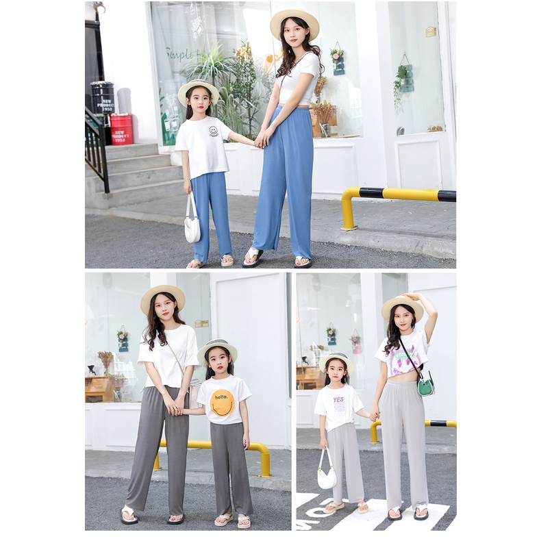 Quần ống rộng yaoeenh thiết kế đơn giản thời trang cho mẹ và bé