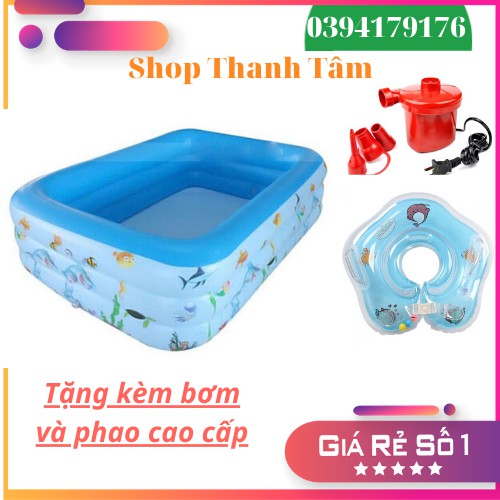 Bể bơi 120*85*35CM 2 tầng tặng bơm điện 2 chiều, phao bơi