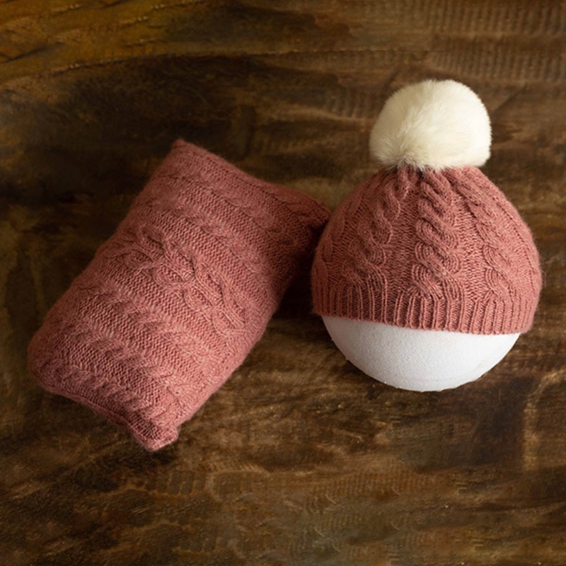 Bộ Gối Và Mũ Đan Len Dùng Làm Đạo Cụ Chụp Ảnh Cho Bé Sơ Sinh