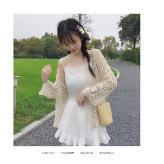 Áo khoác Kimono phối ren hoa thiết kế thanh lịch cho phái nữ