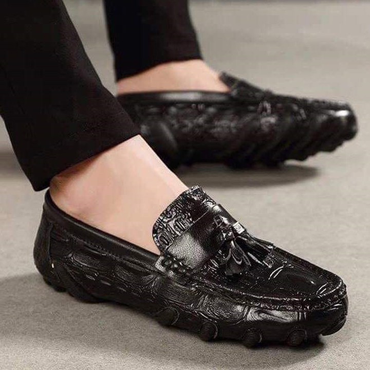 Giày lười vân cá sấu đế âm, Giày nam da bò cao cấp, Bảo Hành 12 tháng