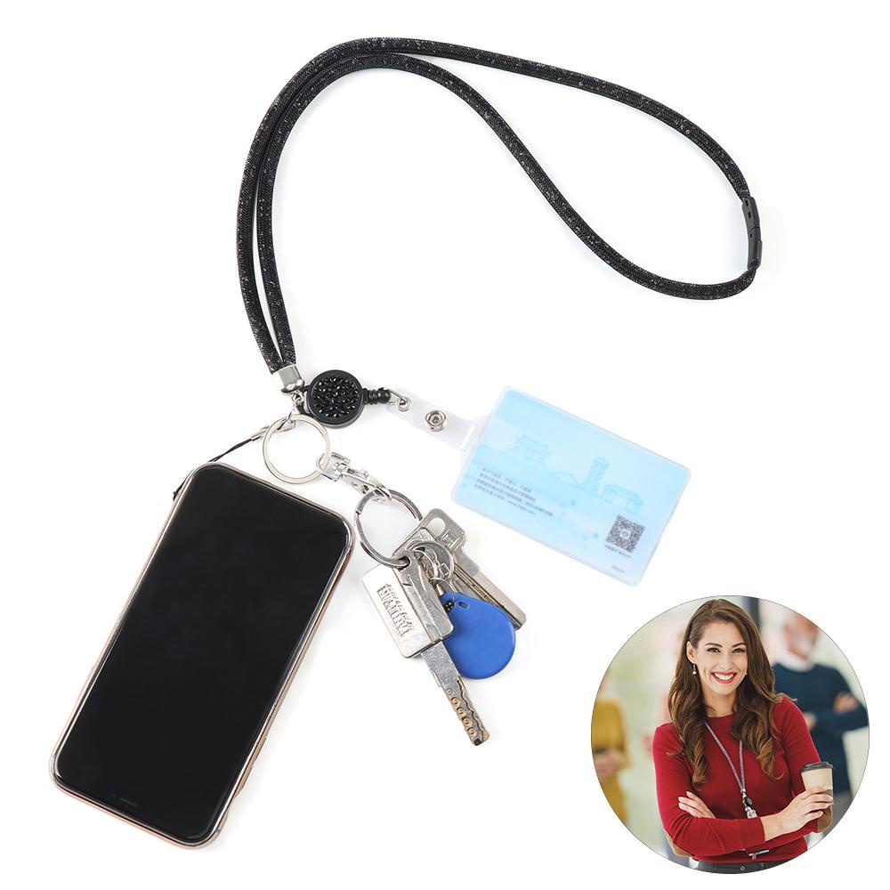 SHOUKEY Dây Đeo Thẻ ID Bằng Nilon Đính Pha Lê Lấp Lánh An Toàn