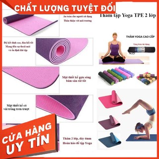 HÀNG CAO CẤP -  Thảm tập yoga, thảm tập yoga TPE 2 lớp 6mm, thảm tập gym, thảm yoga, thảm tập yoga cao cấp, thảm tập thể