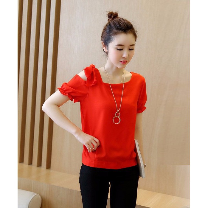 Áo sơ mi nữ GIÁ SỈ kiểu hở vai cột nơ siêu xinh | BigBuy360 - bigbuy360.vn