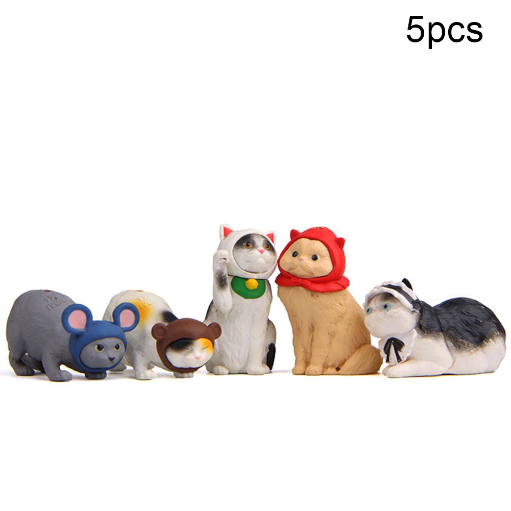 Set 5 mô hình chú mèo hóa trang mini đáng yêu xinh xắn