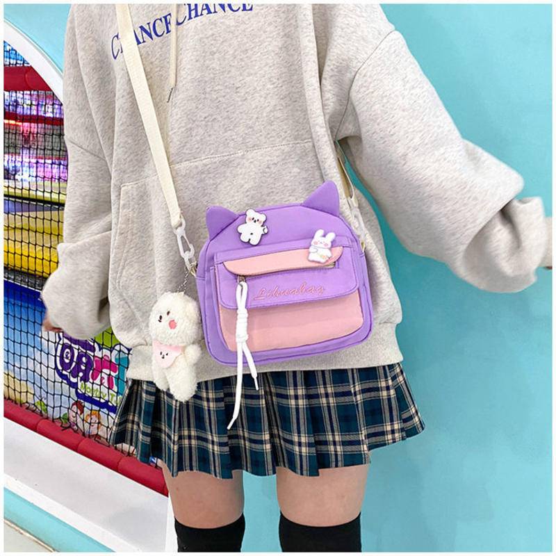 Túi Đeo Chéo Canvas Họa Tiết Hoạt Hình Dễ Thương Phong Cách Nhật Bản 2022 Dành Cho Nữ