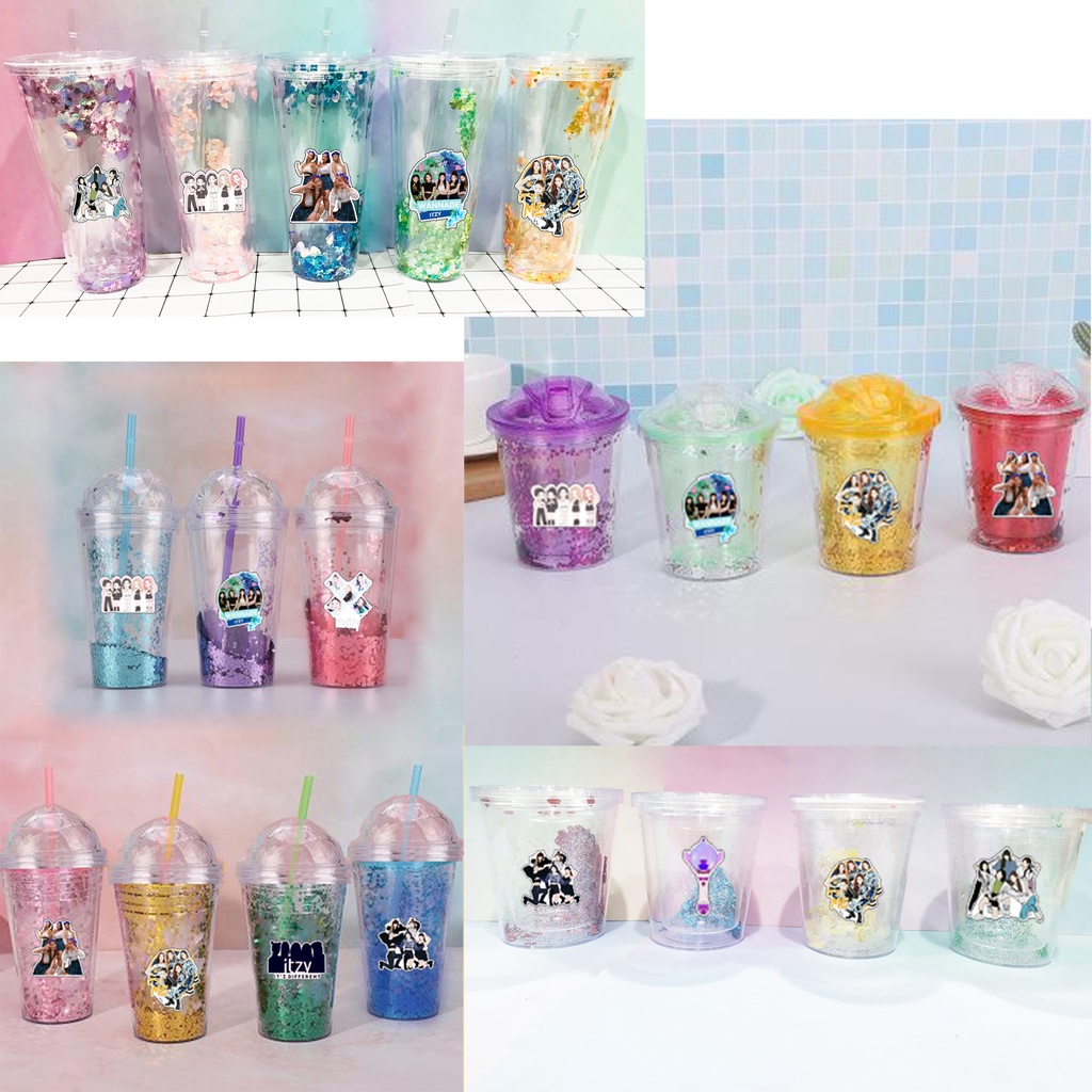 cốc 2 lớp kim tuyến GOT7 MAMAMOO ITZY RED VELVET CNKI47 cute hoạt hình idol kpop