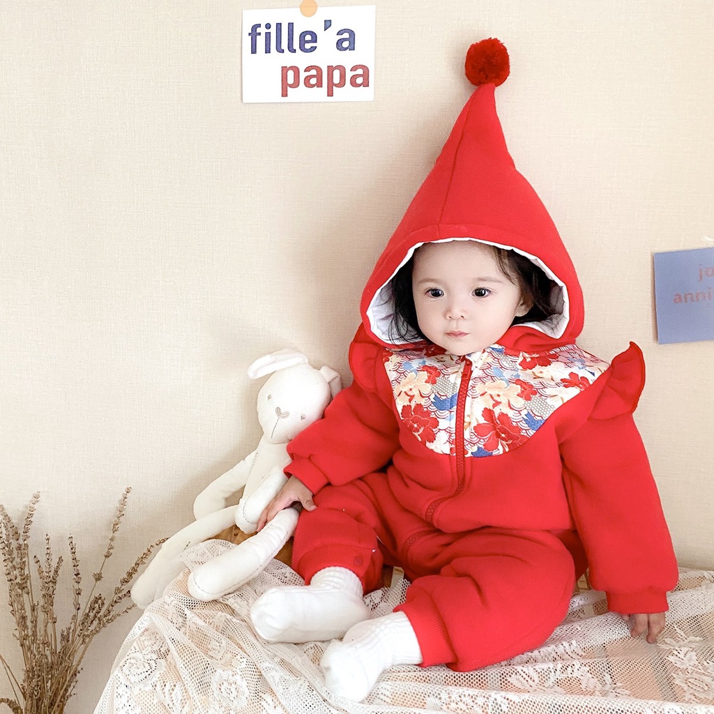 Sanlutoz Baby Girls Winter Rompers Cotton Long Sleeve Hooded