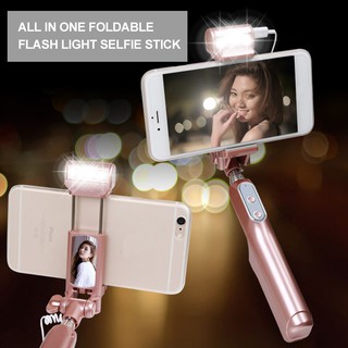 Gậy chụp hình đèn flash chiếu sáng nhiều cấp độ kèm bluetooth không dây, gương soi chụp camera sau