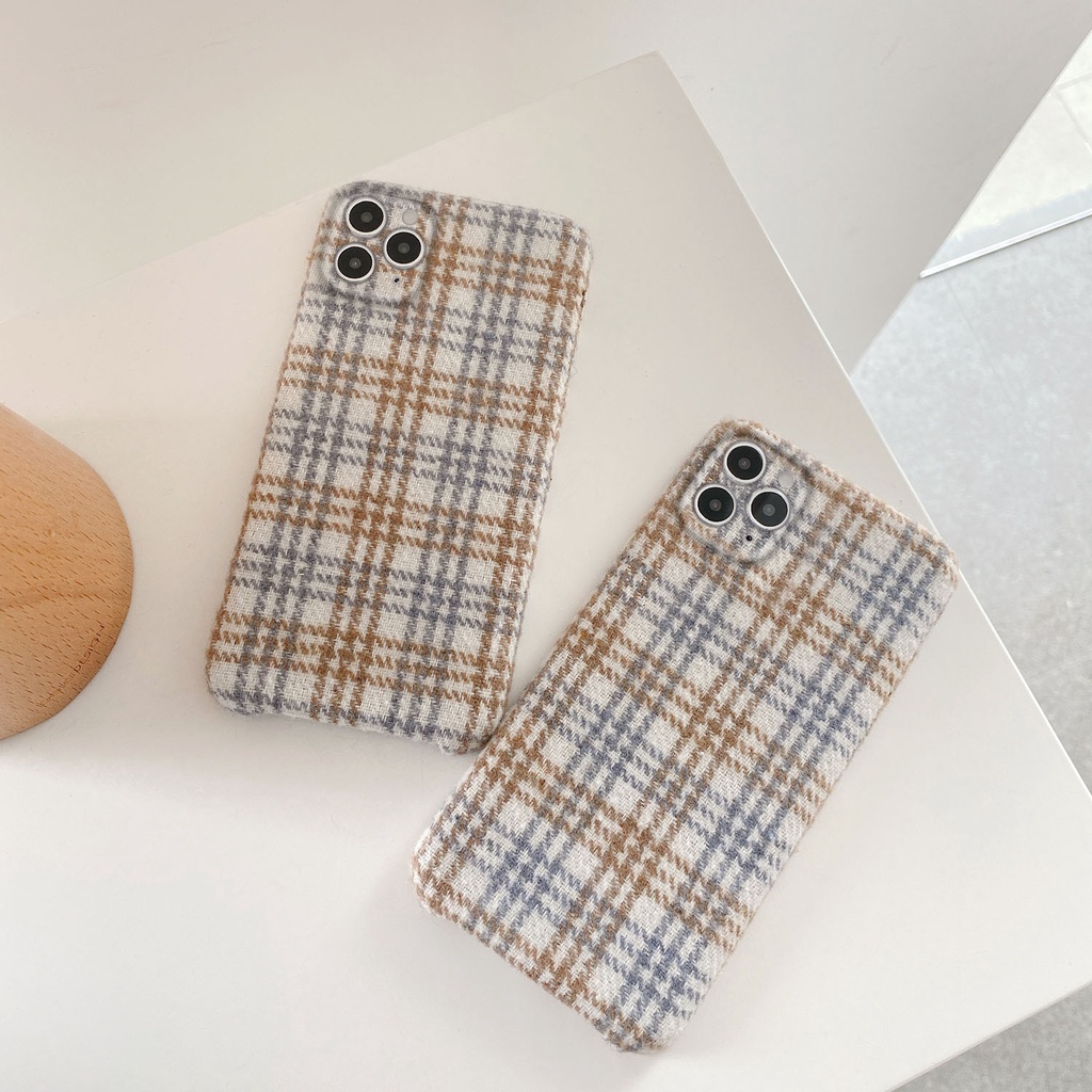 Ốp Điện Thoại Vải Họa Tiết Kẻ Ô Cho iphone se2020 7 8 plus x xs max xr 11 12 13 pro max