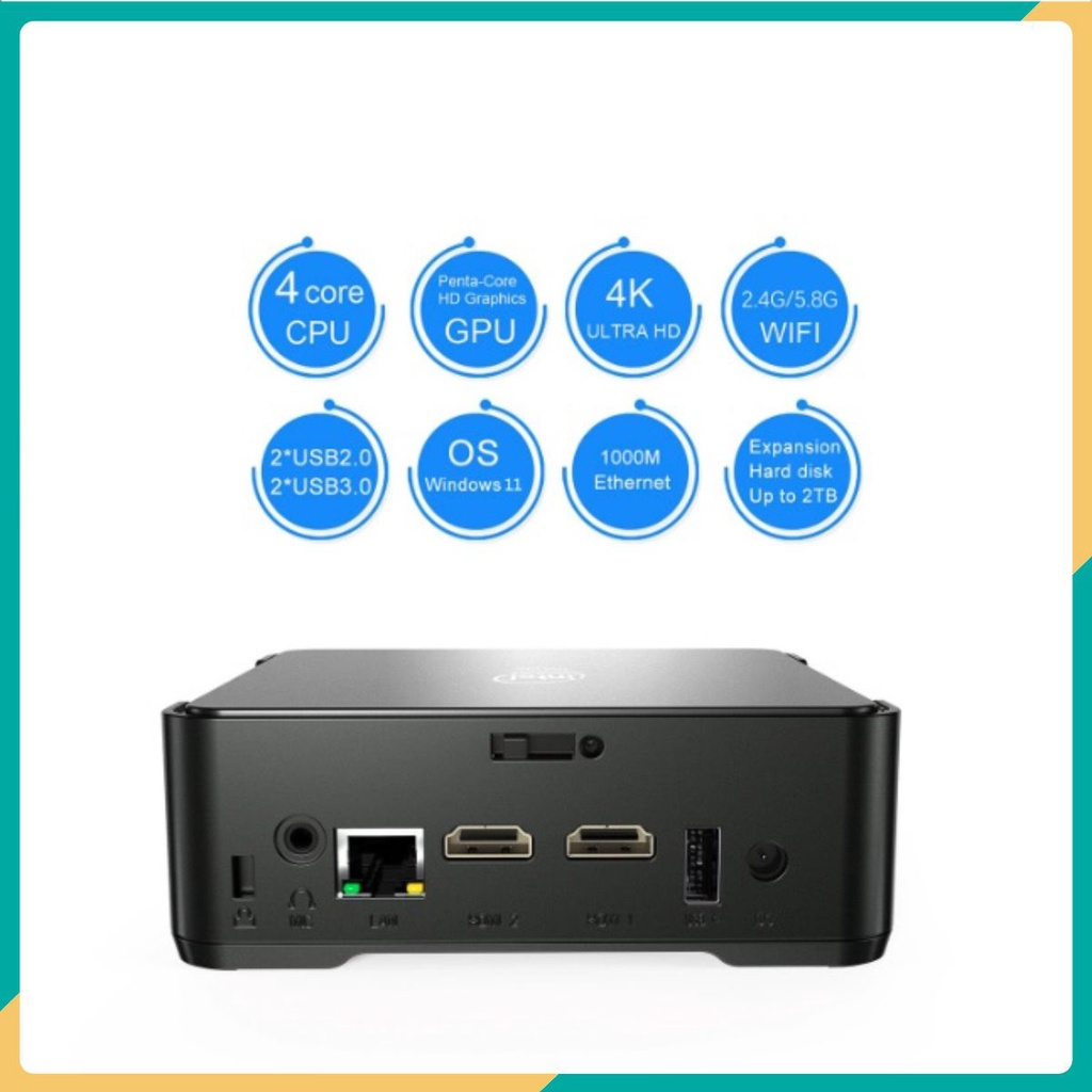 EuroOutlet 🔝 PC BOX Mini Hỗ trợ xuất 2 HDMI cùng lúc Intel® Gemini Lake J4125 Ram8G + 128Gb - tích hợp win 11Pro