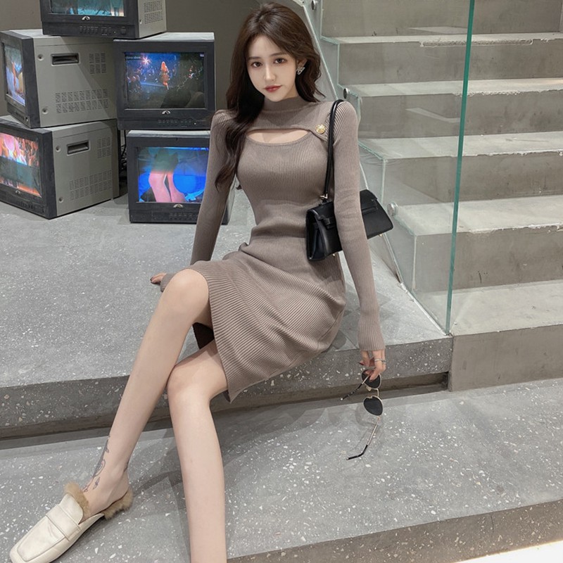 Đầm len body cut-out hàng Quảng Châu cao cấp