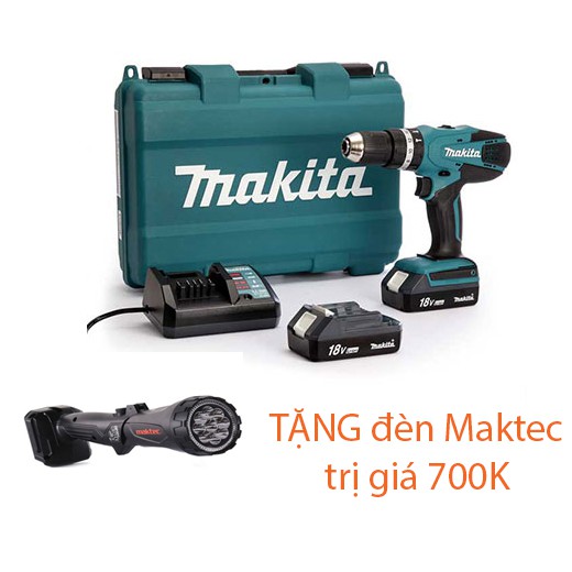 [CHính hãng] Máy khoan búa vặn vít Makita HP457DWE (tặng đèn pin Maktec trị giá 700K)