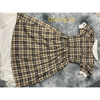 Đầm midi kẻ caro 2 lớp
