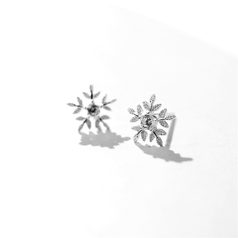 Bông tai nữ bạc đẹp khuyên tai bông tuyết nhỏ xinh-AURASILVER-KT33