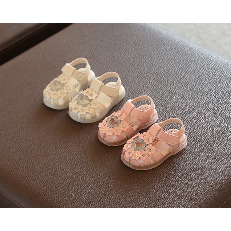 sandal giọ tập đi bé gái size 15-19 hoa xinh dễ thương