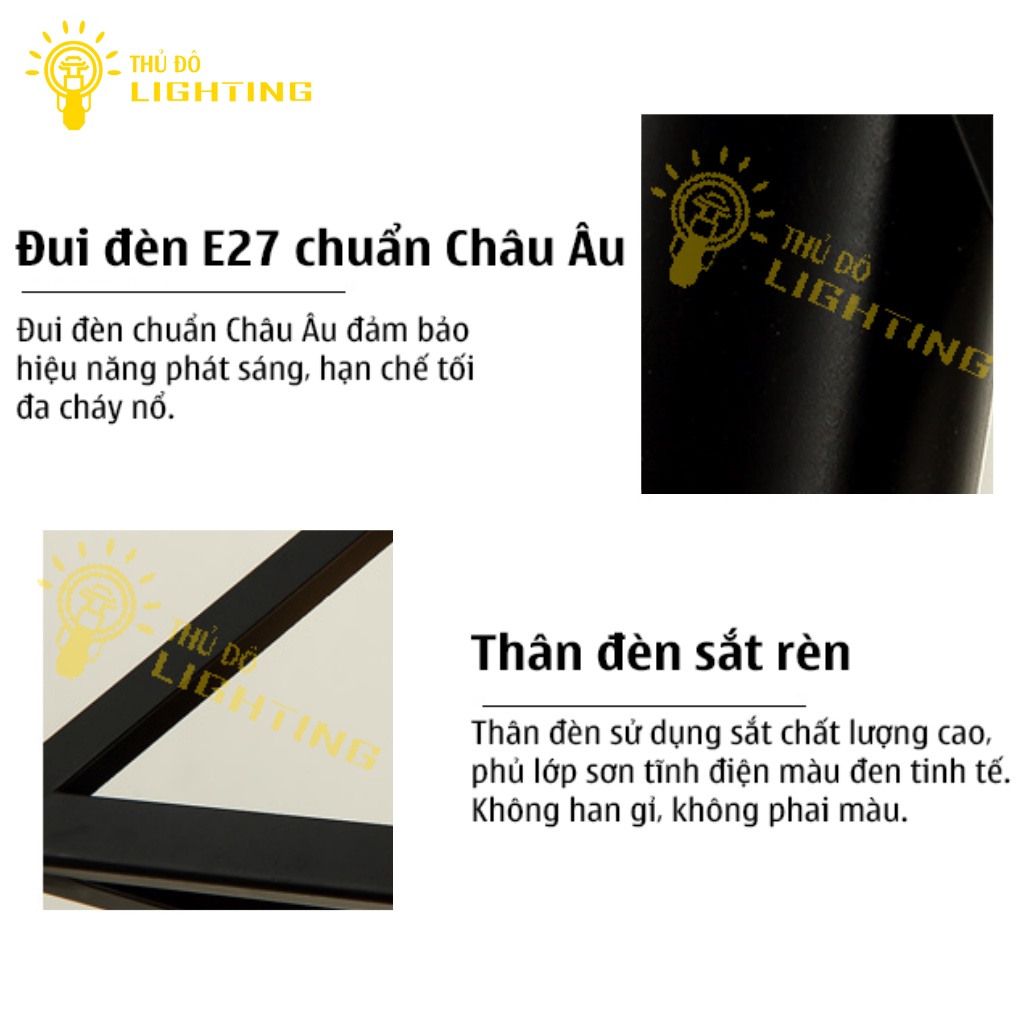 Đèn Thả Trần Phòng Khách THỦ ĐÔ LIGHTING Thiết Kế Chụp Đèn Tam Giác Và 2 Loại Đế Chất Liệu Sắt Sơn Tĩnh Điện Bền Chắc