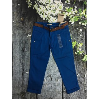 (xả) (thanh lý) Quần kaki Zara bé trai kèm dây lưng, 2 màu xanh và cam (Sz: 2/3 - 7/8)