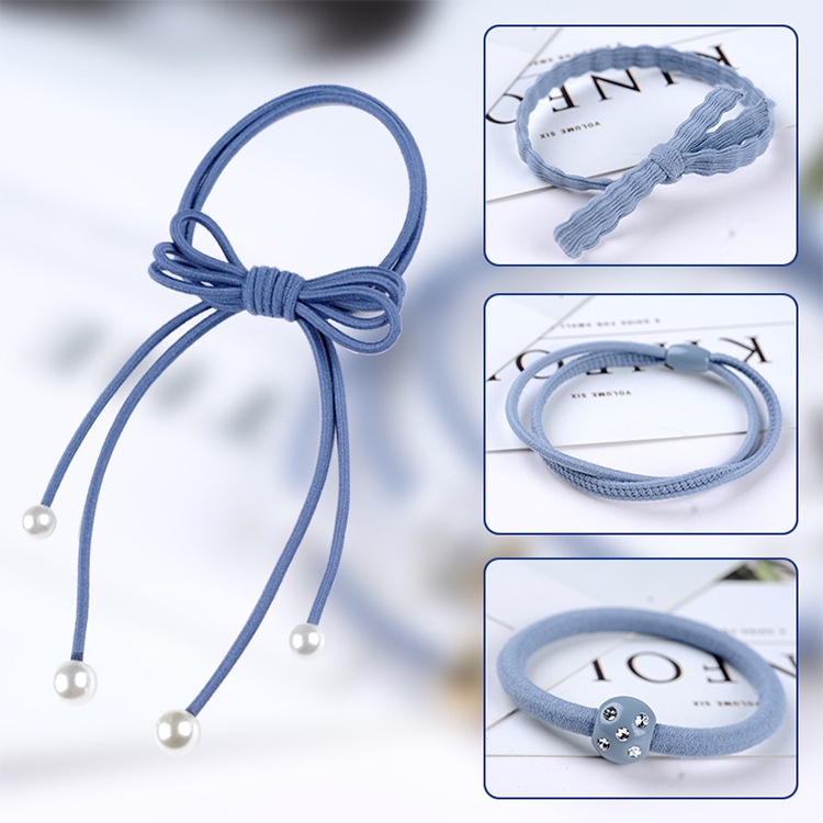 Set 12 Dây Cột Tóc Co Giãn Đính Hoa Và Ngọc Trai Nhân Tạo Thời Trang