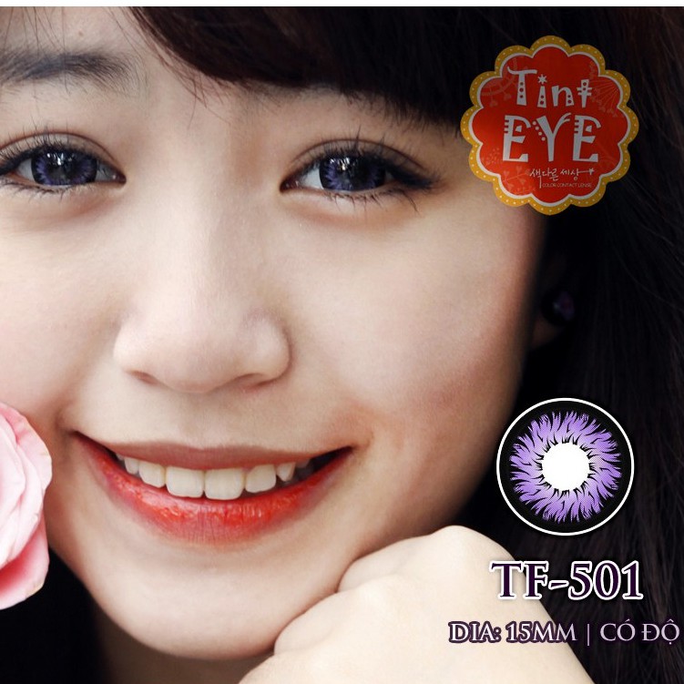 [Quà tặng 65k] Áp Tròng Tinteye Lens TF-501 Tím Hoa Lửa