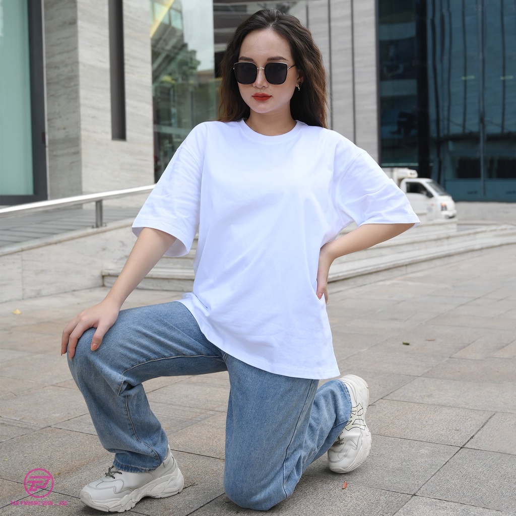 👋🤘  cao cấp, áo thun unisex, áo thun form rộng cao cấp 100% cotton Tân Phương màu trắng