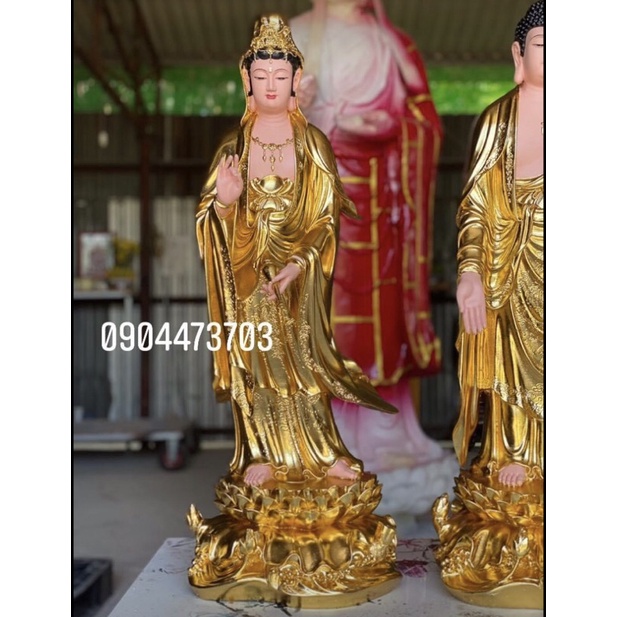 Bộ tượng Tam Thánh Tây Phương dát vàng cao 85cm - LHCTTP85