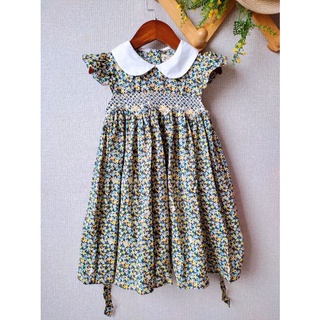 Đầm smock Daisy hoa nhí xanh
