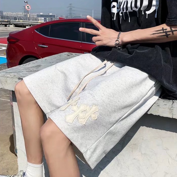 Quần Short Thể Thao Màu Trơn Thêu Logo Thời Trang Hàn Quốc Cho Nam quần thun nam ngắn thời trang hàn quốc quần thun ngắn vintage quần ngắn nam