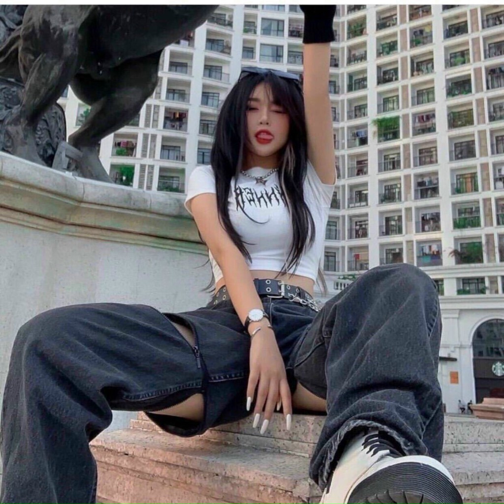 Áo croptop SINNER  Swag Girl ACON 208 cá tính, áo thun kiểu nữ crop ngầu cool, form ôm ngắn, in hình độc lạ trắng đen