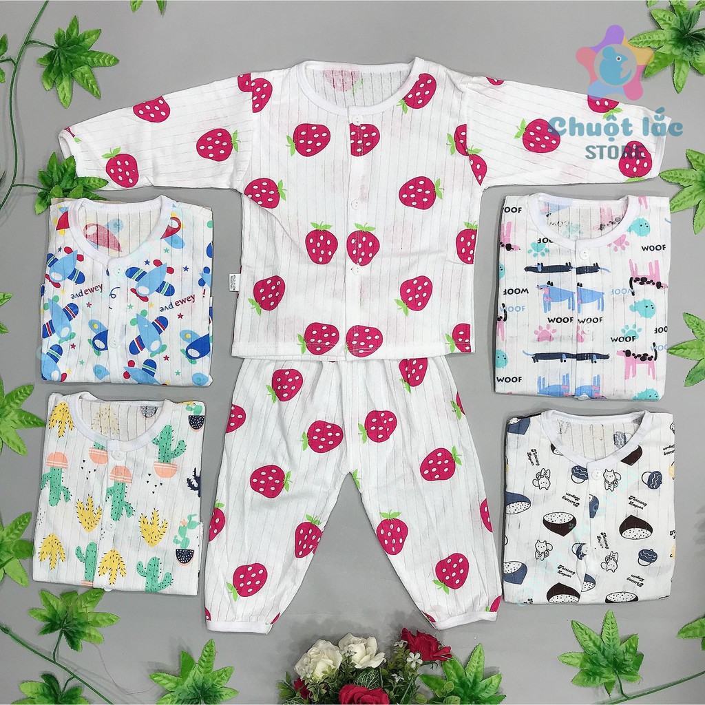 Combo 2 Bộ Quần Áo Trẻ Em Chuột Lắc Store Cotton Giấy Dài Tay Cho Bé Trai Và Gái Từ 4Kg Đến 14Kg Màu Ngẫu Nhiên