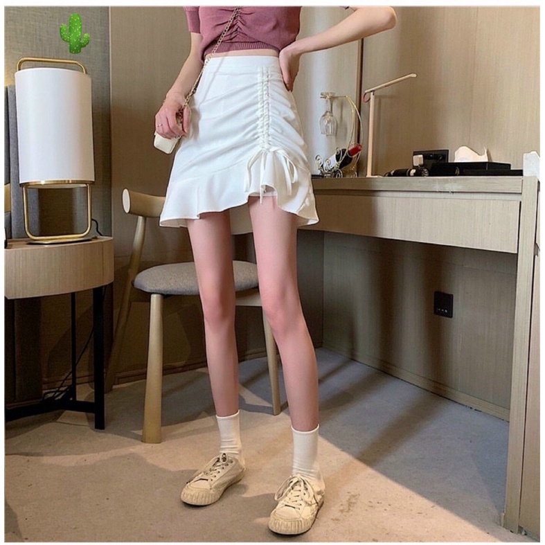 Chân váy nữ bèo rút from rộng chất kate mềm mịn hành chuẩn shop