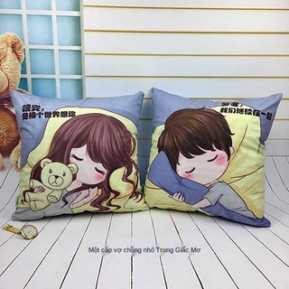Tranh thêu chữ thập cặp đôi dễ thương Gối đôi, tựa lưng ô tô hoạt hình anime, bộ đệm sofa phòng khách