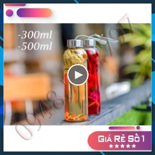 Chai Thủy Tinh Có Nắp Vặn Nhôm Quai Xách 300ml - 500ml