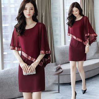Đầm suông viền kim sa .