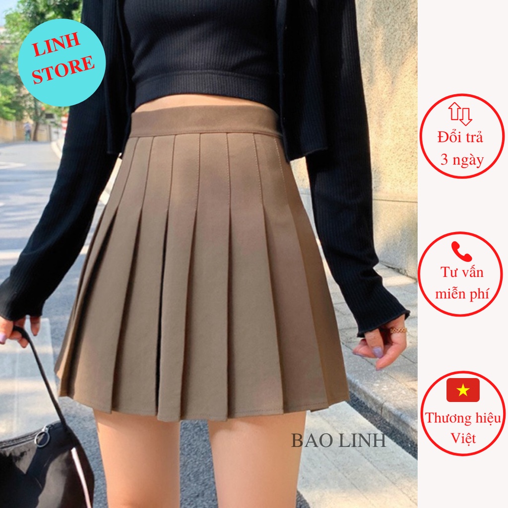 Chân Váy Chữ A Xếp Ly Công Sở Lưng Cao LINH STORE Dáng Ngắn Ôm Có Lót Trong Chống Lộ