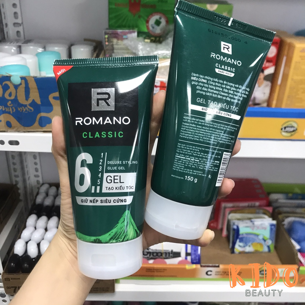 Keo vuốt tóc cứng ROMANO Classic Deluxe Styling Glue Gel 150g - Gel tạo kiểu tóc nam