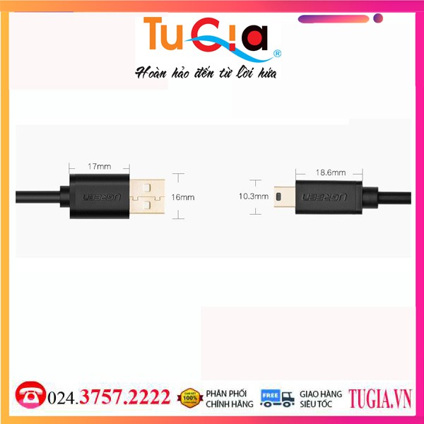 Cáp USB 2.0 to mini USB Ugreen 10354 0.5M-Hàng Chính Hãng